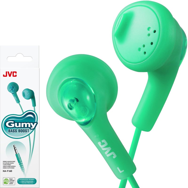 JVC HAF160G Gumy Ear Bud Headphone Green - Image 1